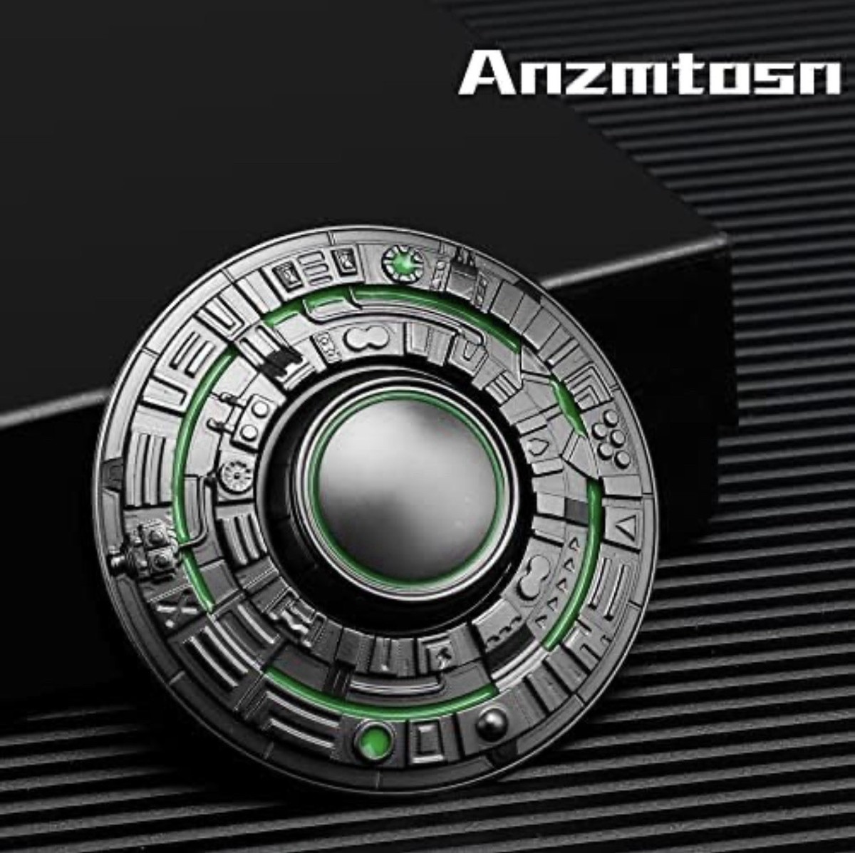 Anzmtosn UFO Spaceship Luminous Metal Fidget Spinner Black Green