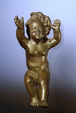 Antique French Bronze Child Figure Putti Cherub Salvage Small