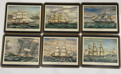 Vintage Pimpernel Clipper Ships Nautical Non-Slip Cork-Backed Coasters Set of 6