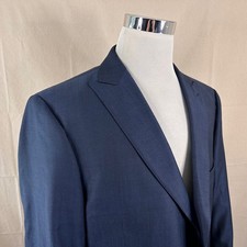 Jos. A. Bank 46R Slim Fit Sport Coat 100 Wool Blue Two Button Double Vented