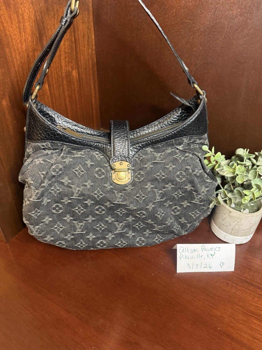 Louis Vuitton Monogram Denim Mahina Hobo Bag Black luxury handbag