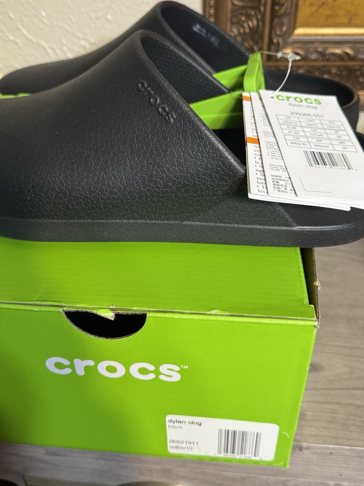 Crocs Unisex Dylan Clogs Slip On Shoes Mens 8 Womens 10 Black 209366-001 NIB image 5