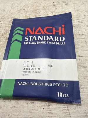 Lot Of 10 New Nachi  Size J 0.2770  COBALT HSS JOBBERS LENGTH TWIST DRILL Bits