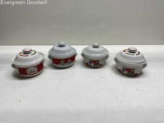 Vintage 1996 Campbell's Soup Kids Set of 4 Ceramic Lidded Bowls Westwood