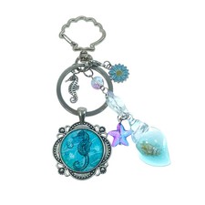 Ocean Blue Seahorse Keychain Purse Charm