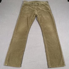 Levi's 514 Corduroy Jeans Men 34x30.5 tag 33x32 Straight Fit Green tiny flaws