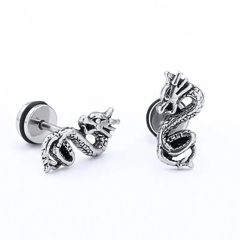 Vintage Hip Hop Punk 925 Sterling Silver Earrings for Men Women, Geometry Cuff