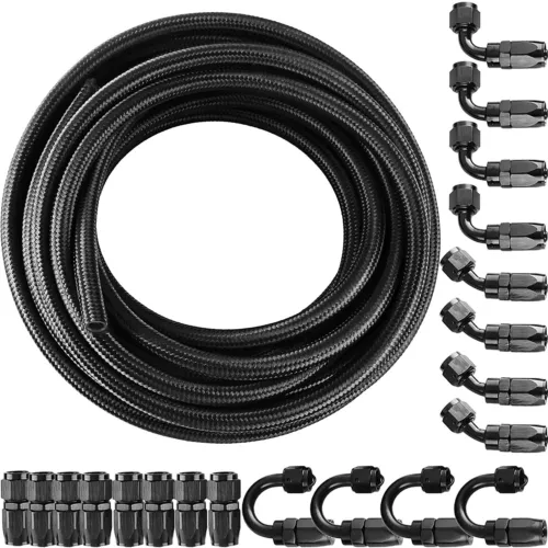 6AN 8AN 10AN 10FT 20FT CPE Braided Nylon Fuel Line Kit Hose End Fittings - Bild 2 von 20