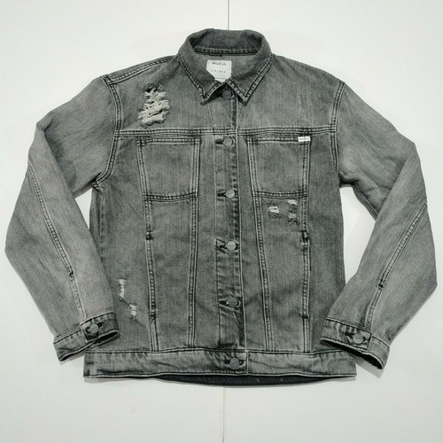 RVCA Gray Distressed Denim Jacket Wmns 