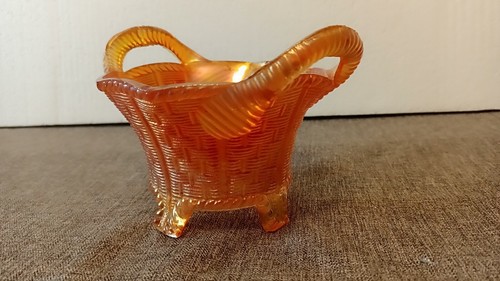 NORTHWOOD 8 SIDED IRIDESCENT AMBER BUSHEL BASKET - Picture 5 of 7