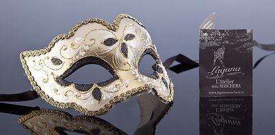 original venezianische Maske Augenmaske Karneval, Handmade Fasching Gold schwarz