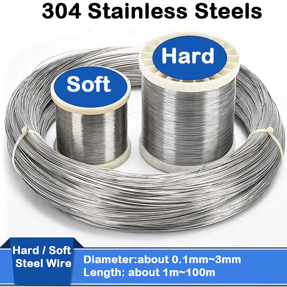 304 Stainless Steel Wire Dia 0.1-3mm Single Hard/Soft Steel Wire Length 1-100m