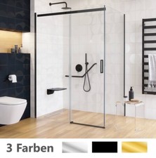 ECOLAM Duschkabine 100x80 cm 200 Rechteck schwarz gold chrom Glas 8 mm schiebend
