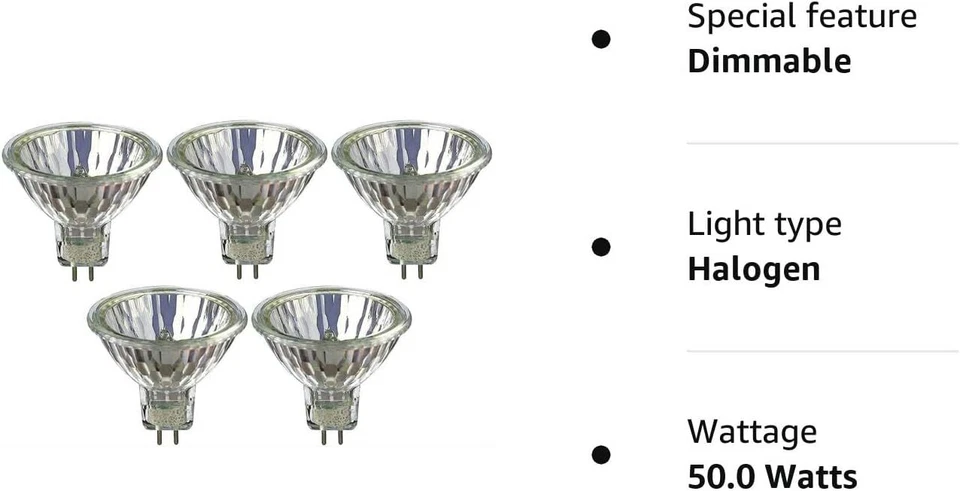 20 X PHILIPS 12V 50 WATT MR16 DIMMABLE HALOGEN LAMP BULB SPOT WHITE LOW VOLTAGE - Image 2 of 2