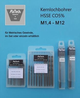 Kernlochbohrer HSS CO5% Metall Spiralbohrer M1,4 - M12