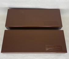 2 Vintage 15 Cassette Tape Storage Holder Brown Plastic Case Add n Stac