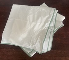 Threshold lot of 2 white with green trim euro size pillow shams, 26" x 26"