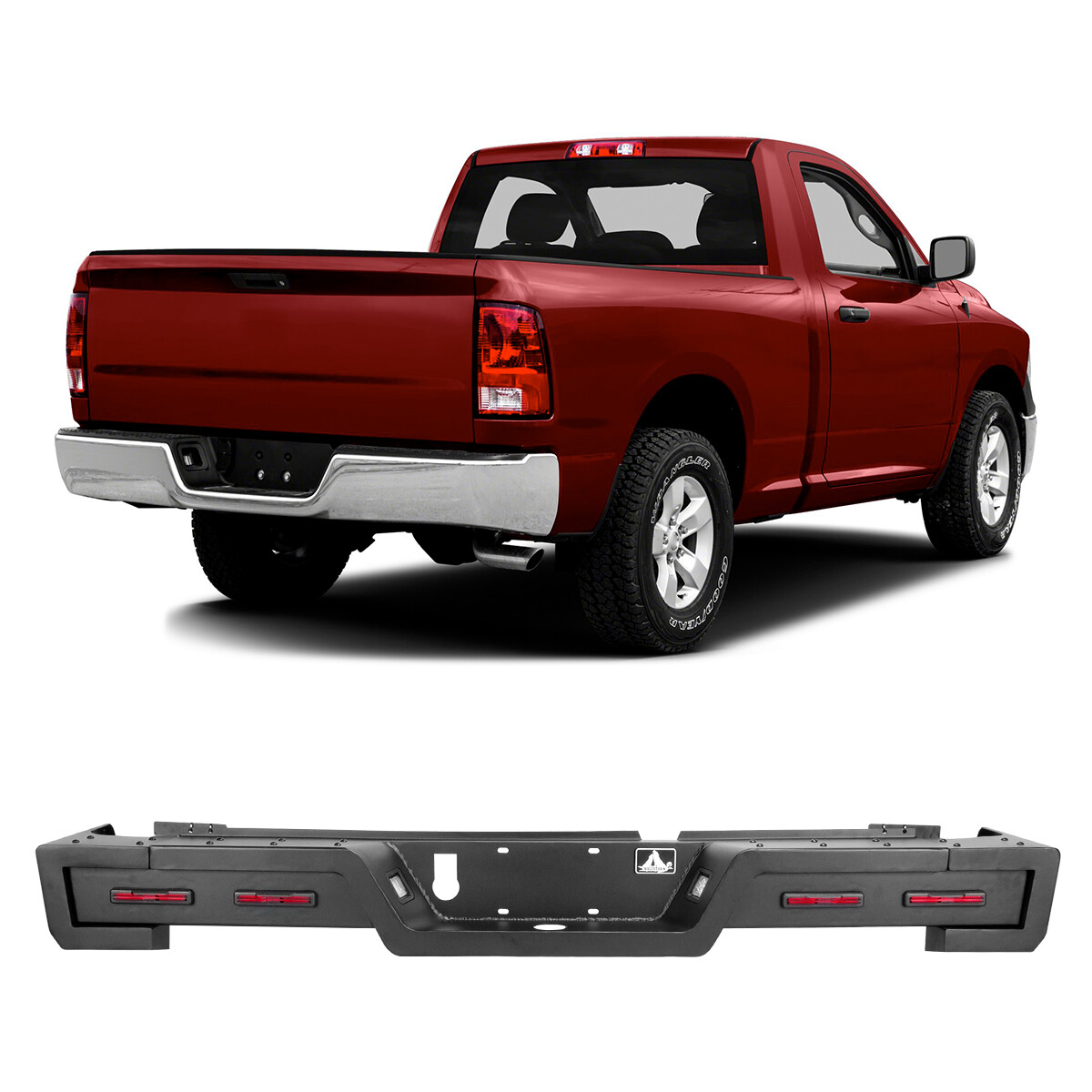 Rear Bumper For 2009-2018 Dodge Ram 1500 Steel Black Powder Coated