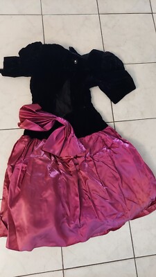 Vintage Formal Dress Size 7/8 Black Pink Princess ChiffonProm Bridesmaid 80's