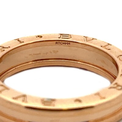 Bvlgari B. Zero1 Ring Single Row 18k Rose Gold Band Size 56 w/Cert