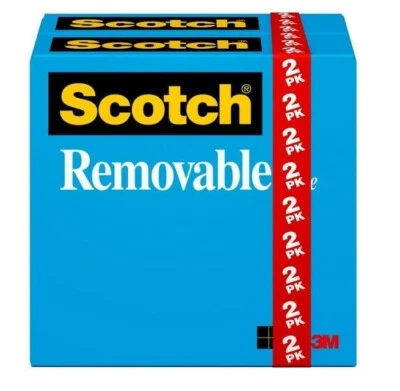 Scotch Removable Tape, 3/4 in x 1,296 in, 2 Boxes/Pack, Post-it Technology (811-