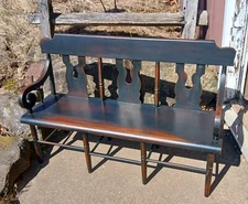 Vintage Childs Deacons Bench with Pin Stripes 1970s