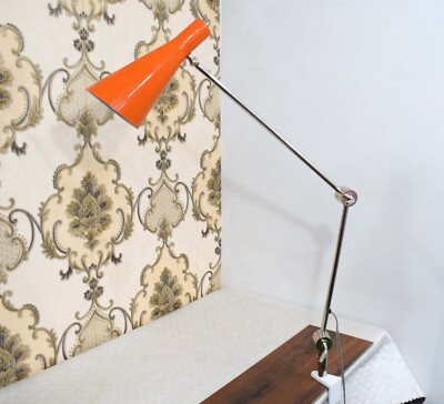 Adjustable Brass Articulate Joint Lamp Vintage Industrial Sconce w/ Orange Cone