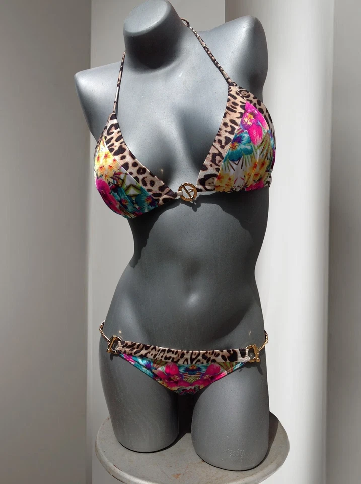 Conjunto de bikini brasileño Victoria's Secret floral de eslabones de cadena M/S EE. UU. Foto 3 de 4