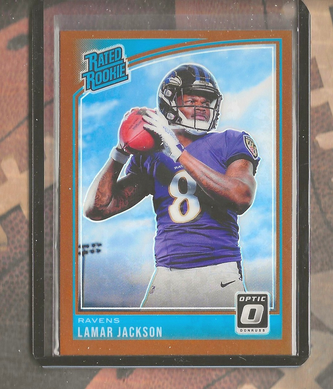 LAMAR  JACKSON 2018 DONRUSS OPTIC RATED ROOKIE CARD #167 BRONZE PRIZM VARIATION
