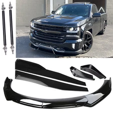 Front Bumper Lip Splitter Spoiler Body Kit Side Skirt For Chevy Silverado 1500