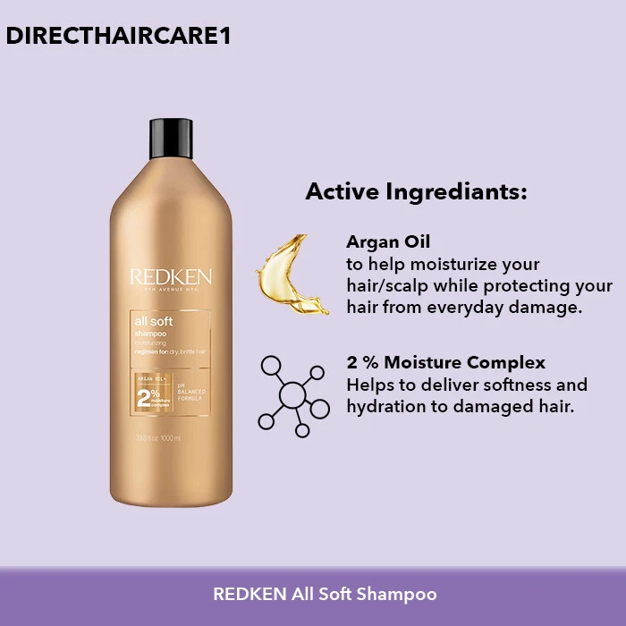 REDKEN All Soft Shampoo & Conditioner  1L Pack Australian Stock 100% Genuine - image 2 of 3