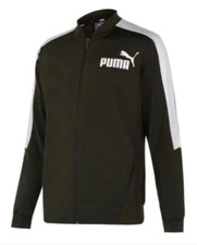 PUMA Mens Forest Green  White Poly Full Zip Tracksuit Jacket Medium BNWT