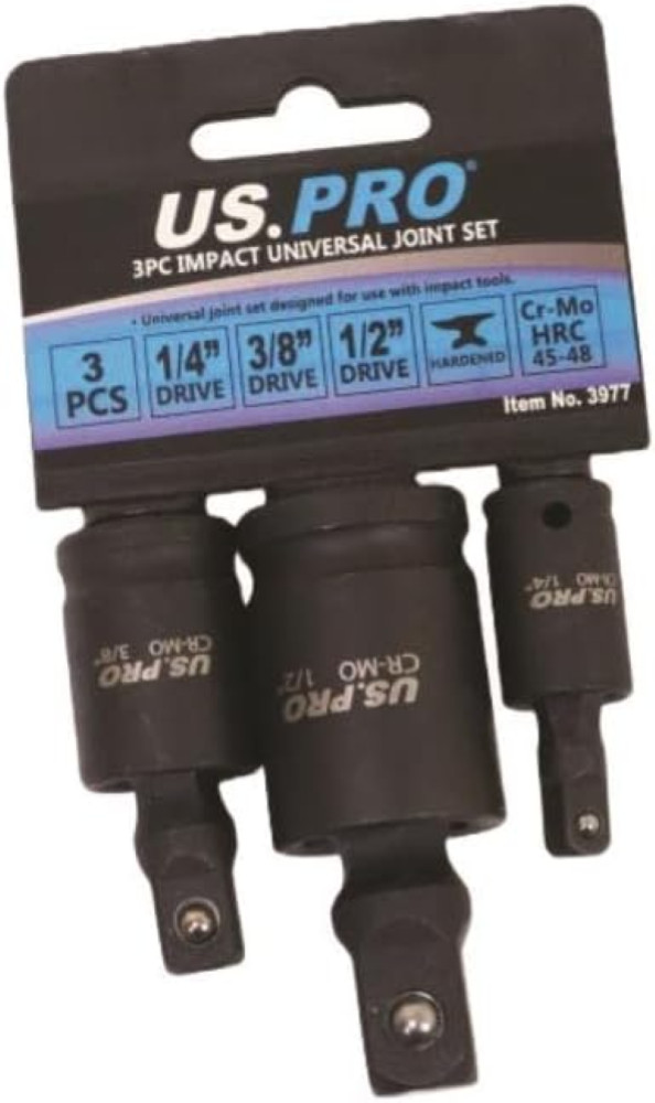 Set Snodi Universali US PRO 3pz per Avvitatori Impulsi 1/4 3/8 1/2