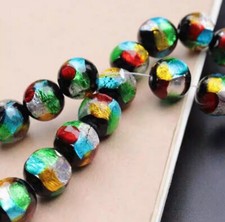 10pcs handmade Lampwork glass Beads colorful silver foil round 10mm