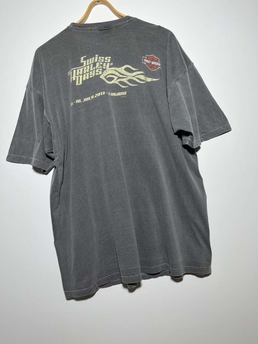 Harley Davidson 'Swiss Harley Days' 2011 Garment Dyed T-Shirt Size