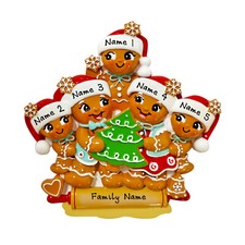 PERSONALIZED Nostalgic Gingerbread Family - Family of 5 Christmas Ornament Gift