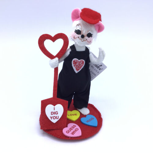 Annalee 2023 I Dig You Mouse 8" Red Heart Valentine 's Day White Doll - NEW - 第 1/21 張圖片