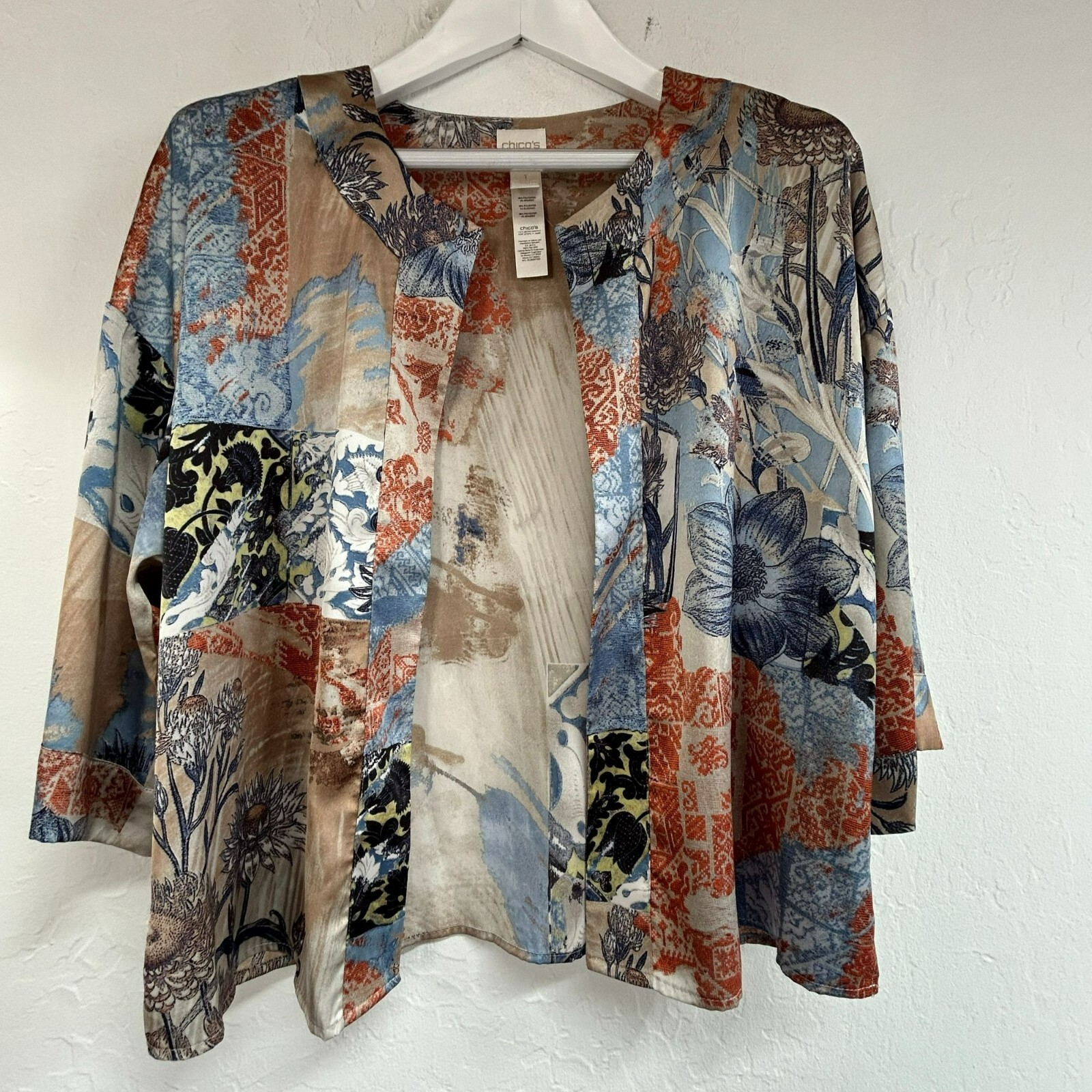 Chico's Women's Patchwork Print Open Front Casual… - image 1