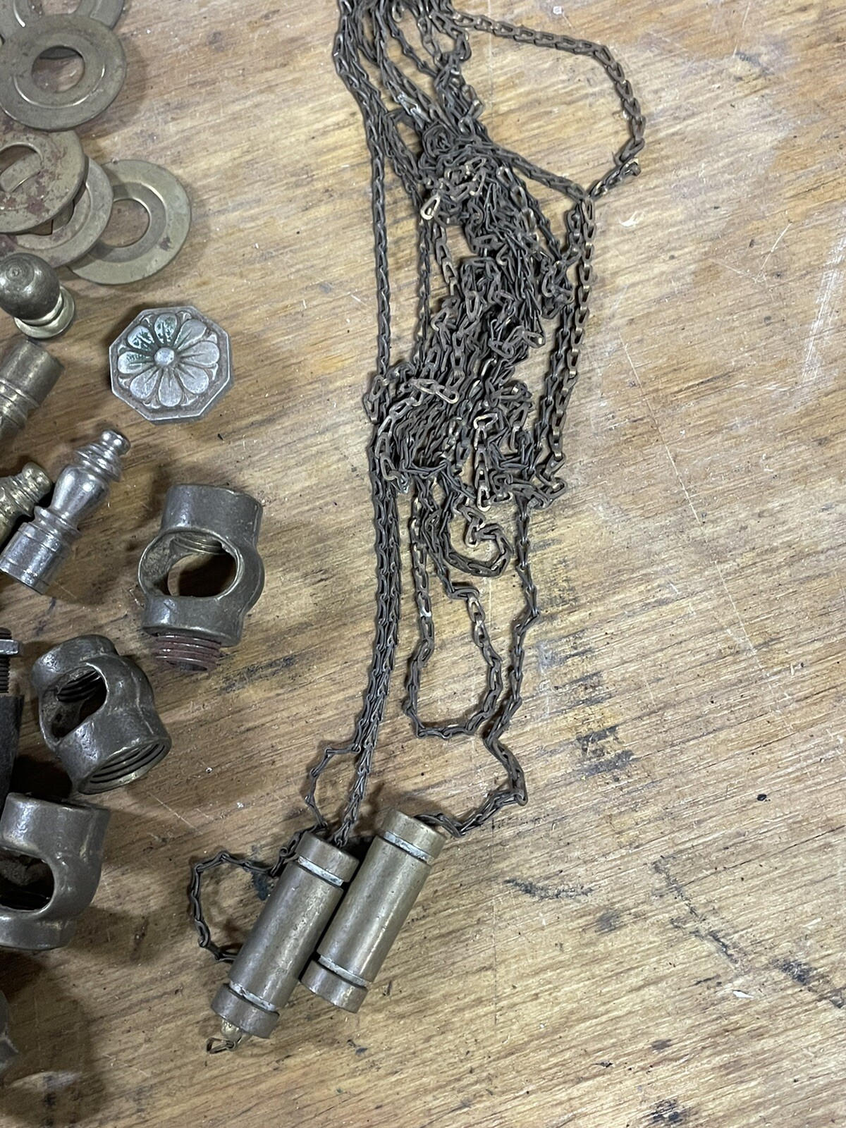 Lot of VTG Brass Metal Hanging Loop Holders Chandelier Lamp Parts Finial eBay