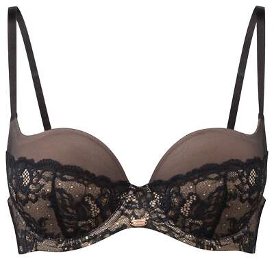 ''Top Qualiät'' Gossard sexy Super Smooth Glamour Lace Push-Up BH schwarz/haut far