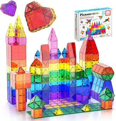 PicassoTiles 60 Stück Magnetische STEM Spielzeug Bauen Kinder 3+ Montessori