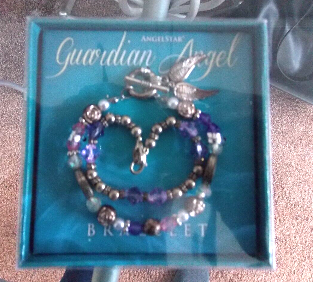 Guardian Angel Stretch Bracelet with Wing Charm by AngelStar Brand New-image