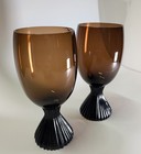 Lenox Nutmeg Brown Tempo Hand Blown Wine Glass Goblet Fall Halloween SET OF TWO
