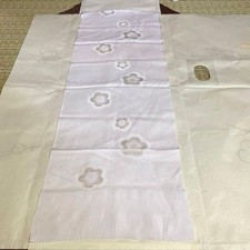 Japanese Kimono Obiage 488 Pure Silk White Plum Unused