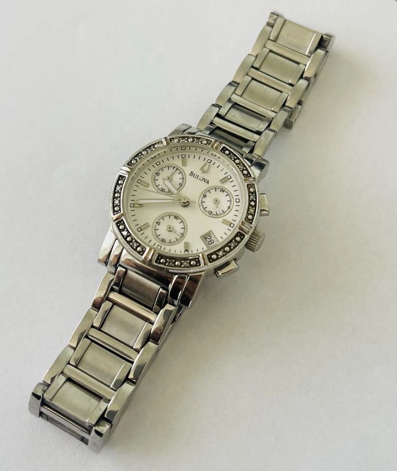 Bulova Women's 96R19 Diamond Chronograph Watch 30mm - Image 4 of 4