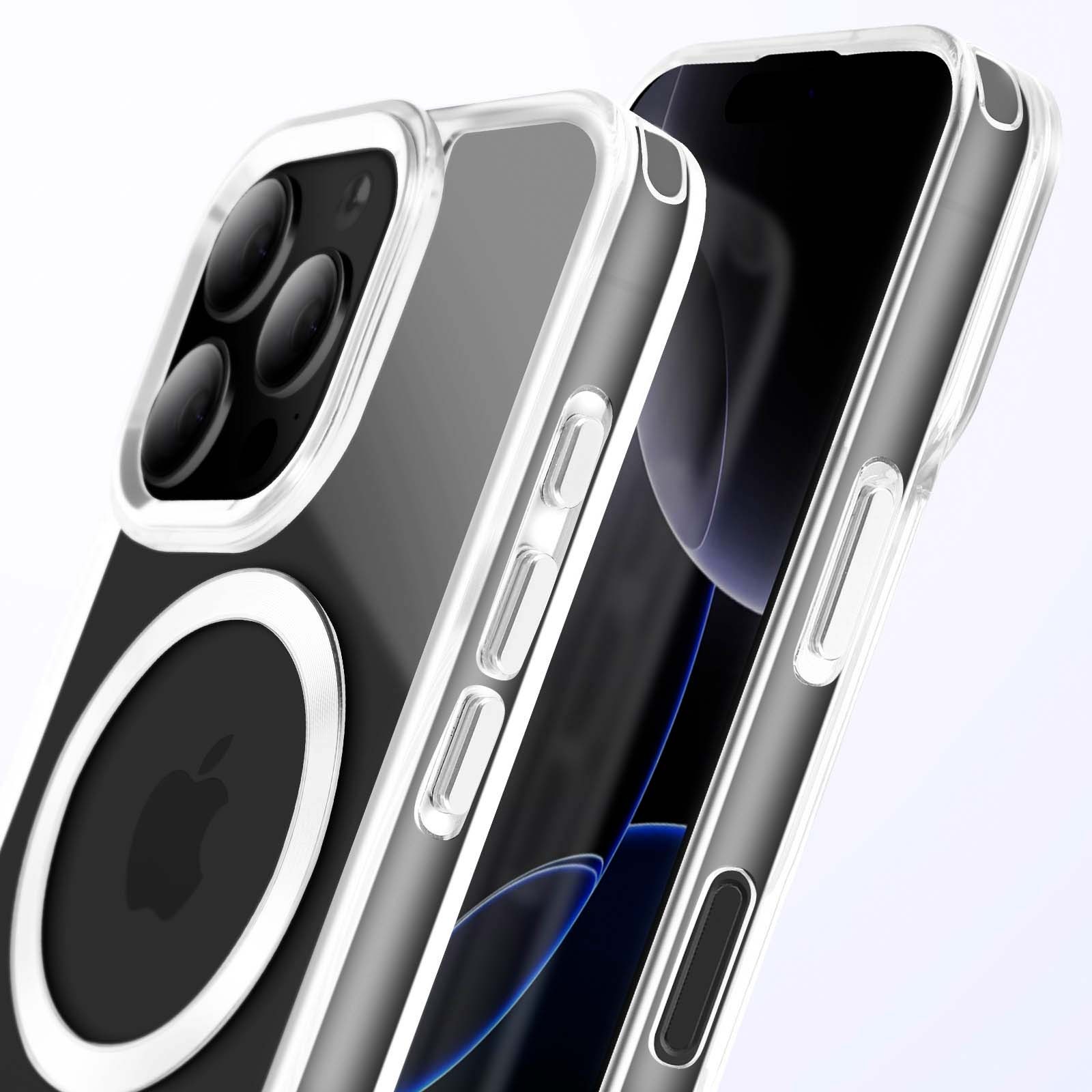 Coque iPhone 16 Pro Max transparente rigide Argent housse de protection