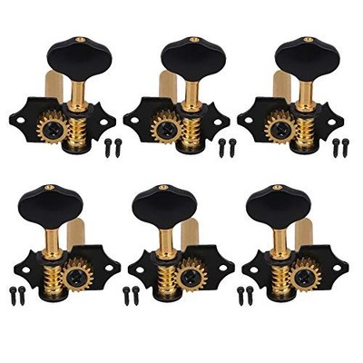 Guitar Machine Head Tuning Pegs Black Gold Zinc Alloy Open Style Set