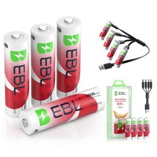 EBL 1.5V AA USB Rechargeable Batteries 1.5 Volt Lithium Li-ion Battery Lot