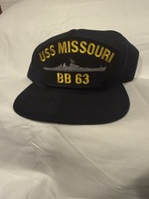 USS Missouri BB-63 Navy Militaria Black Snapback Hat Cap Made in USA