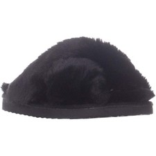 INC Womens Yayla Faux Fur Slip On Slide Slippers Black 6 Medium B,M  